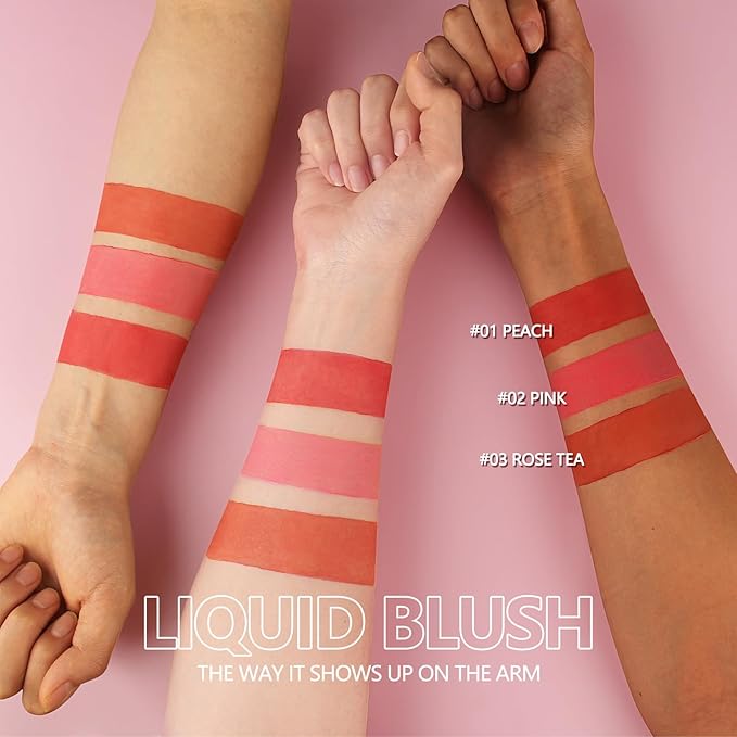 Matte Liquid Blush, 2pcs#03 Rose Tea, Lightweight, Highly Pigmented, Vegan & Cruelty Free, Palette