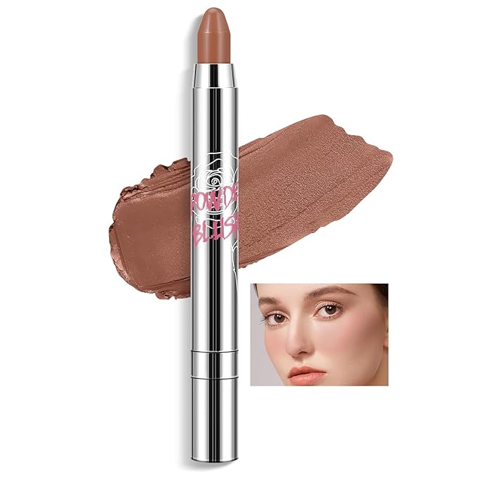 Boobeen Cream Blush Stick, Multi-Use Face Blush for Cheek Makeup and Eyeshadow, Cream-to-Powder Formula for Matte Natural Flush Color, Lightweight & Blendable