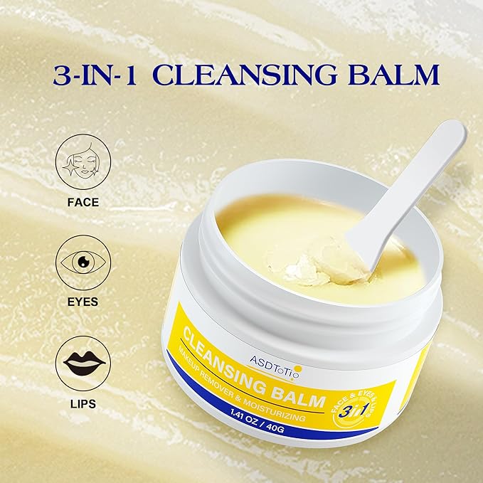 3 in 1 Cleansing Balm- Eye Face Lip Cleansing Balm Makeup Remover,Natural Gentle, Deep Cleaning, Made for All Skin Types