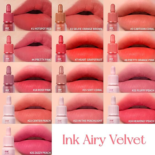 Peripera Ink Airy Velvet Lip Tint, Liquid Lip (022 CENTER PEACH)