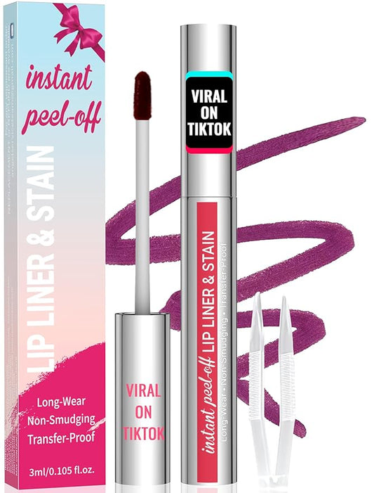 iMethod Lip Stain - Lip Liner Stain, Lip Stain Peel Off with Tweezer, Long Lasting Natural, Waterproof, Easy to Use, Stay On All Day, PLUMPED