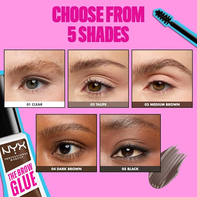 NYX PROFESSIONAL MAKEUP Bundle of The Brow Glue, Extreme Hold Clear Eyebrow Gel + The Face Glue Setting Spray + The Face Glue Gripping Primer