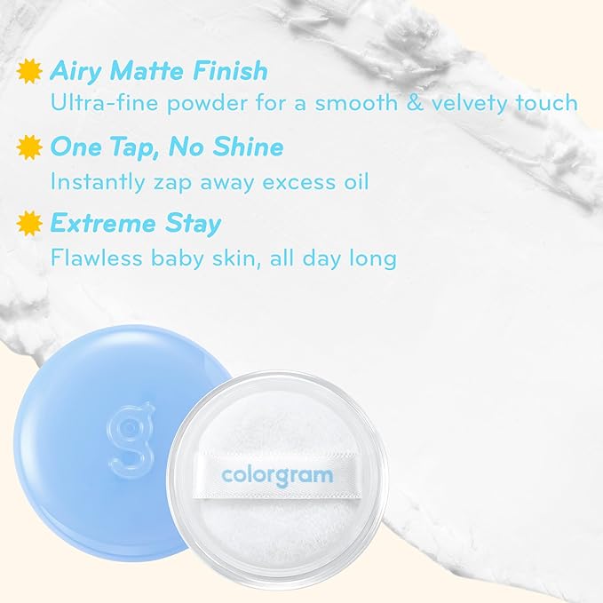 COLORGRAM Tintin Dory Blur Powder 0.14oz | Long-Lasting Pore-Perfecting Facial Setting Powder | Oil-Control Compact Powder for Smooth Matte Finish | Lightweight Silky Formula for Flawless Skin