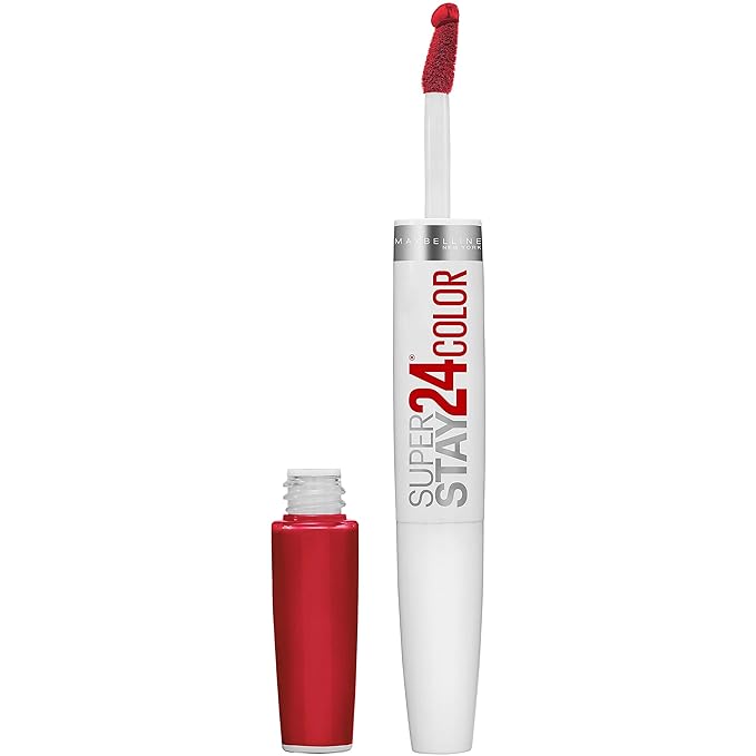 Maybelline Super Stay 24, 2-Step Liquid Lipstick Makeup, Long Lasting Highly Pigmented Color with Moisturizing Balm, Optic Ruby, Ruby Red, 1 Count