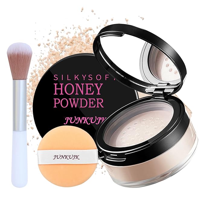 Loose Setting Powder,Lightweight Oil Control Translucent Loose Face Powder with Brush,Waterproof Long Lasting Soft Smooth Matte Face Finishing Powder for Natural Flawless Makeup
