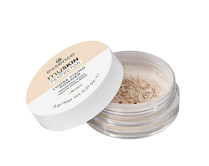 essence | My Skin Perfector Loose Fixing Powder | Instant Blur Effect & Natural Matte Finish | Vegan, Paraben Free, Gluten Free, Oil Free | Cruelty Free (10 | Light)