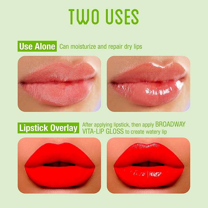 Ruby Kisses Broadway Vita-Lip Clear Lip Gloss (10 Pack), Hydrating & Soothing Formula with Vitamin, High-Shine Non-Sticky Lip Balm with Mint, Rosehip, Coconut, Mango, Argan, Honey, Shea, Cherry, Peach