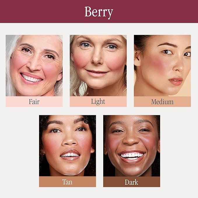 SKINN Treatment Liquid Blush for Cheeks, Berry - Vibrant, Long-Lasting & Buildable Color - Skincare-Infused Make-Up for Fine Lines & Wrinkles - Hydrating & Lightweight Face Makeup Cosmetics