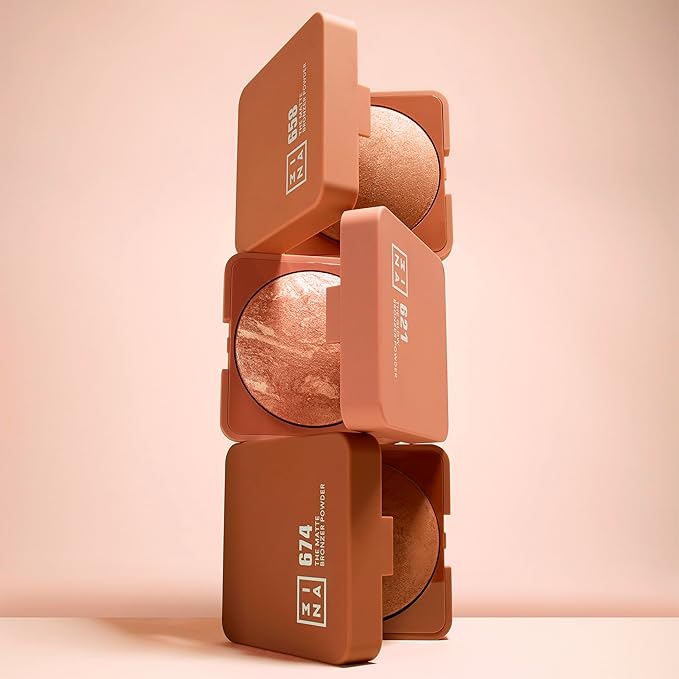 3ina Makeup - The Bronzer Powder 658 - Sand - Bronzer Powder - Medium to Dark Tones - Brown Skin Matt - Sun Kissed - Light Texture and Silky Finish - Vegan - Cruelty Free