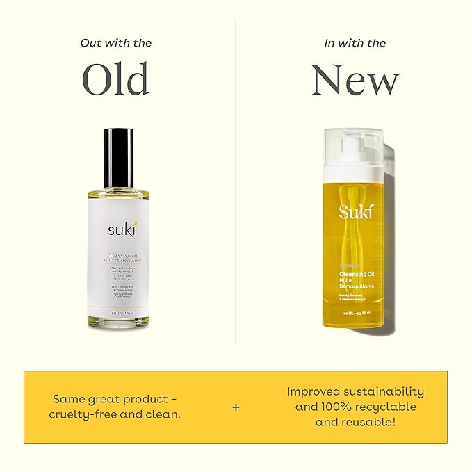 Suki Cleansing Oil 4 Fl Oz, Makeup Remover, Facial Cleanser, Prevents Breakout and Hydrates