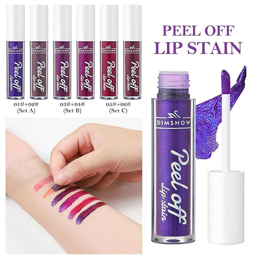 Peel Off Lip Stain Tint,Tattoo Color Lip Gloss,Waterproof Liquid Lipstick Long Lasting Non-Stick Lip Tint Lip Makeup for Women Girls 2 Colors (E200)