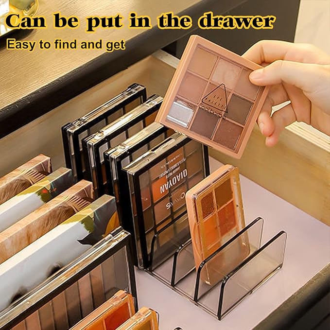 Makeup Palette Organizer,Acrylic Eyeshadow Palette Pallet Holder,7 Sectons BPA-Free Divided Make Up Blush,Contour Storage Holder Cosmetic Eye Shadow Display Stand Clear Rack Vanity Holder(Grey-2 Pack)