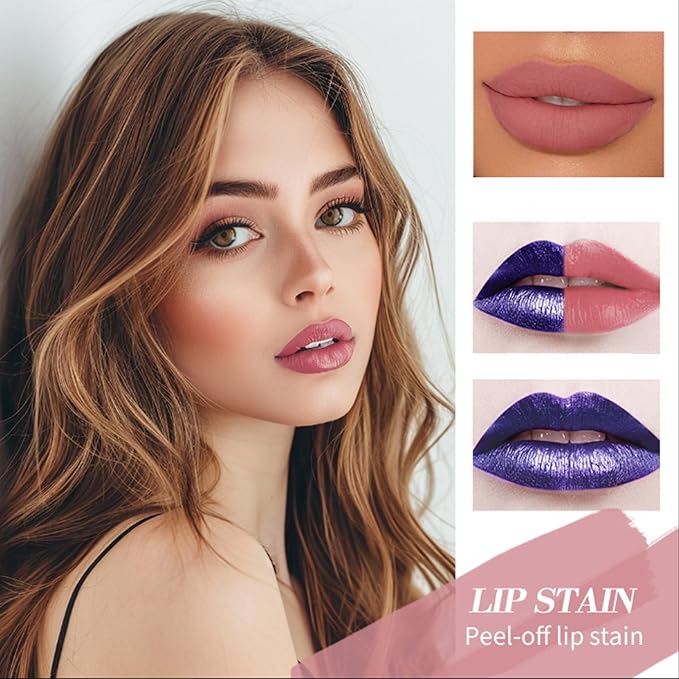 Petansy Peel Off Lip Stain 3 Colors Matte Tattoo Peel Off Lip Liner Set Long-lasting Waterproof Nude Lip Gloss Highly Pigmented Tattoo Lip Tint Stain (red, M)