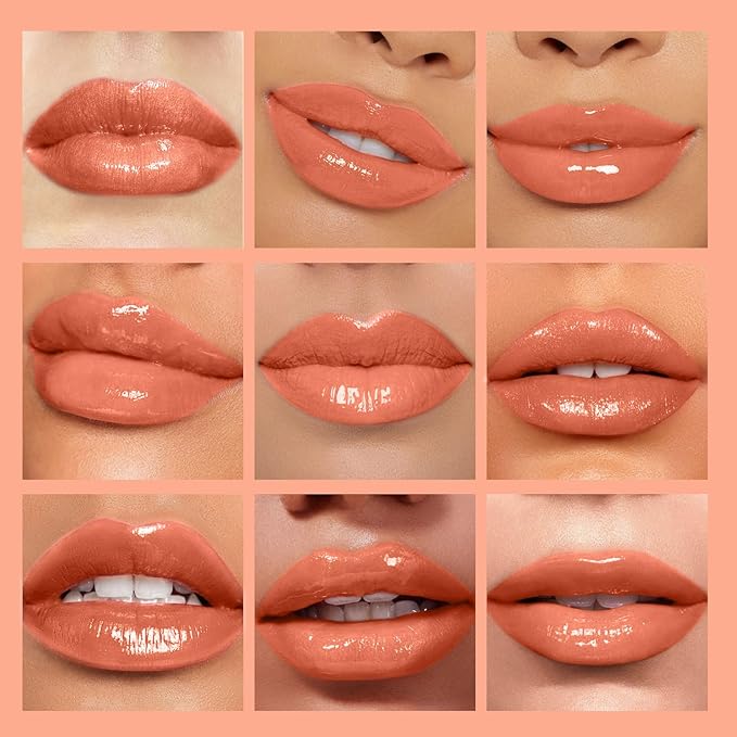 Hydrating Lip Glow Oil - Moisturizing Tinted Lip Gloss Plumping Nourishing Non-sticky Long Lasting Lip Stain with Cherry Oil 0.27 fl.oz (Coral)