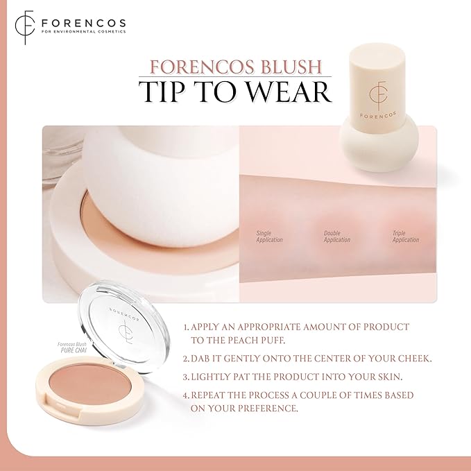 FORENCOS Matte Blush Set (Puff Included), Long Lasting Korean Blush Power, Zero Sebum Shine, Flawless Finish, Easy Blending, Lightweight & No Cakey Residue (PURE CHAI)