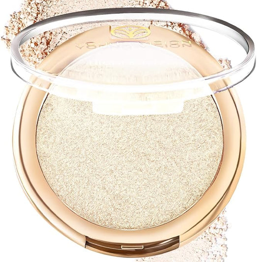 YOUNG VISION Baked Highlighter Powder Palette, Sheer Pearl Shimmer Shades for Face Highlighter Makeup, Highly Pigmented Iluminadores de Maquillaje, 0.19 Oz(Pack of 1)