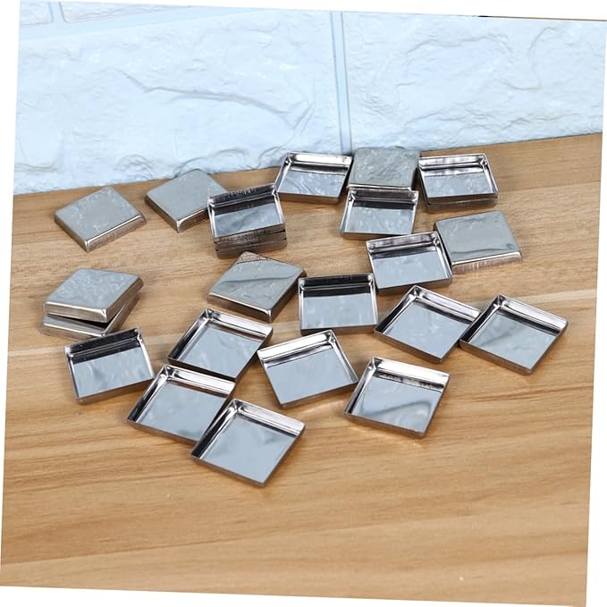 180pcs Empty Square Stainless Steel Pans for Diy Eyeshadow Blusher and Pressed Powder Makeup Pans for Eyeshadow for Custom Cosmetic Palettes