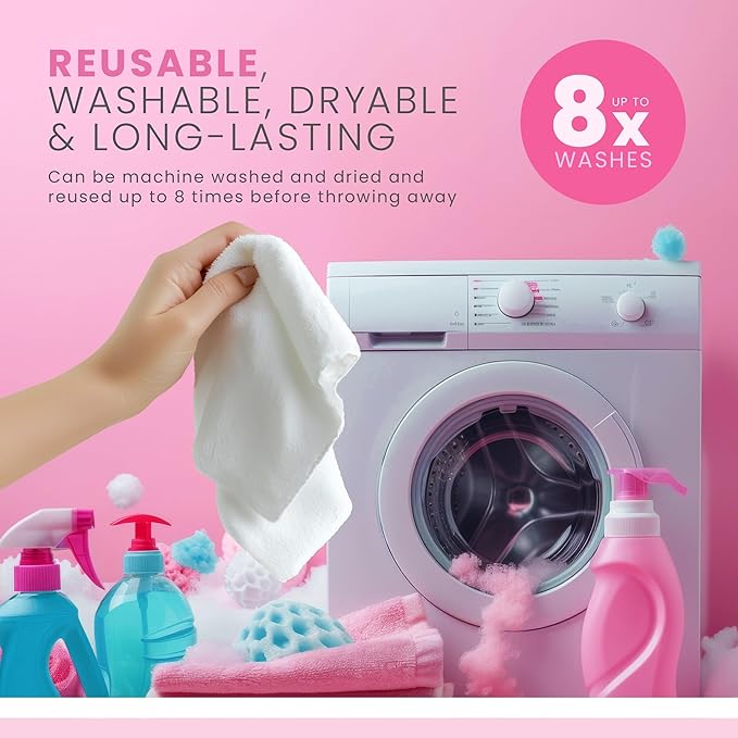 Makeup Remover Cosmetic Towels, Reusable (25 Count, 200 Uses) and Disposable Face Towel, Machine Washable, Ultra Soft, Removes All Types of Makeup, Specifically Made for Face and Body