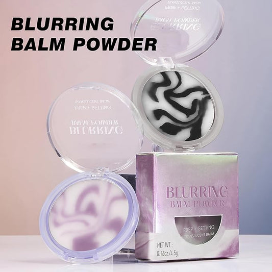 Lavender Face Matte Setting Powder, Oil Control Pressed Matte Blurring Balm, Pores & Fine Lines, Lavender Jelly Pressed Setting Balm with Mini Puff, Powder-free, #01 Fancy