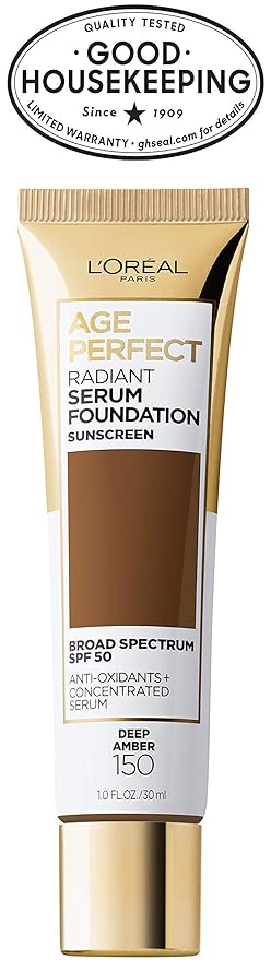 L'Oreal Paris Age Perfect Radiant Serum Foundation with SPF 50, Deep Amber, 1 Ounce