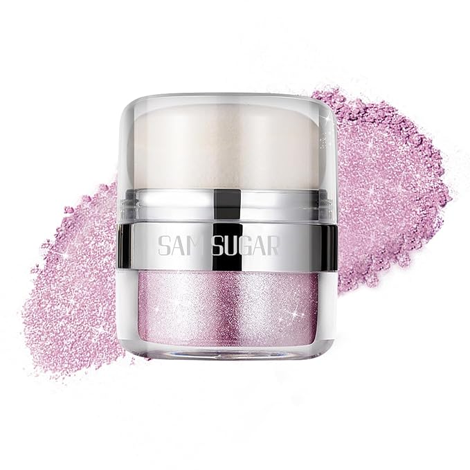 Body Shimmer Powder, Glitter Highlighter for Face, Liquid Highlighter Blush Body Glow Shimmer Powder Fairy Brightening Makeup Stick for Eyes, Hair (Purple, 1.13 Oz)