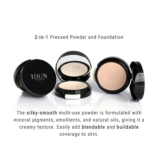 2-In-1 Pressed Powder and Foundation - Multi-functioning Powder With A Perfecting Matte Finish - Easily Blendable And Buildable, Vegan Formula - Osterlen Medium - 0.27 oz
