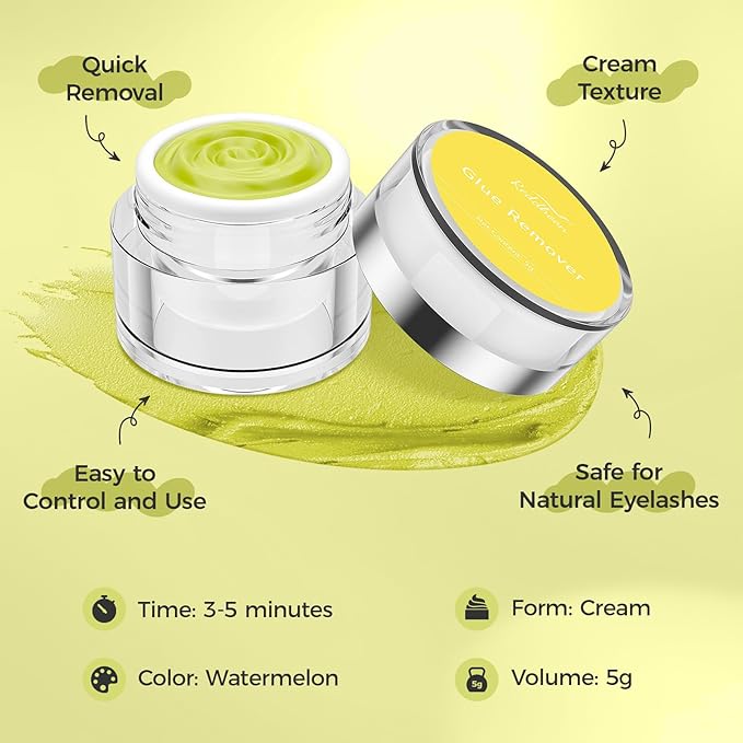 Eyelash Extension Remover Cream, Professional Lash Remover for Lash Extensions, Low Irritation, Fast Dissolution, Lash Extension Remover Cream for Salon Use, 5g (Lemon)