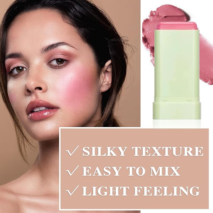 Cream Blush Stick,Waterproof Multi Makeup Cream Stick,Lightweight,Long-lasting,Easy To Use,2 in 1 Multi Blush for Cheeks & Lip Tint & Eyeshadow Makeup,Suitable for All Skin A