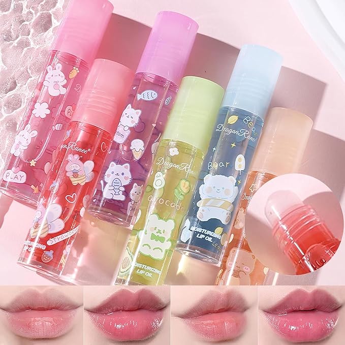 6PCS Roll On Lip Gloss Set, Fruit Flavored Lip Gloss Set Glossy Lip Make-up for Kids and Teens, Non Toxic, Kid Friendly, Party Gift, Best Friends