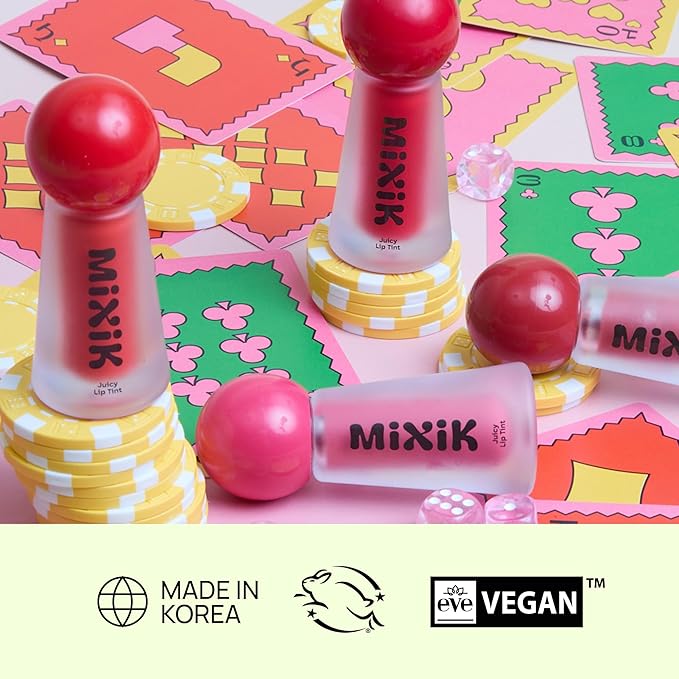 MIXIK Juicy Lip Tint, Hydrating Water-Based Lip Stain and Gloss that feels light and fresh for Dewy and Radiant lips, Formulated with Blue Agave Extract for long lasting Moisturizing (Vivid Coral)