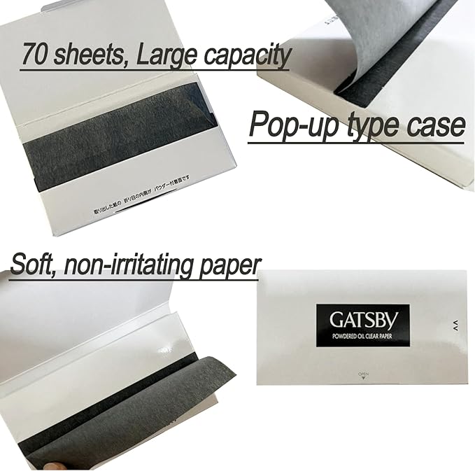Makeup Fixer, Oil Soft Paper For GATSBY Paper Powder Oil Clear Sheet (3 Packs 70 Sheets)
