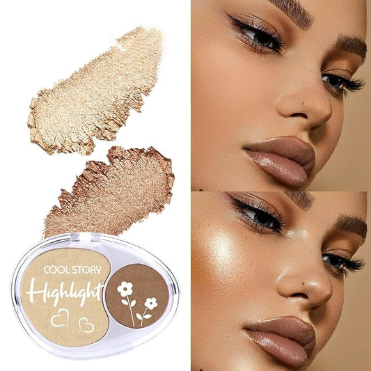 Face High Lighters Makeup Glitter Illuminator Pressed Powder Luminizers Eyeshadow Palette Powder for Face Body Cheek Skin 2#