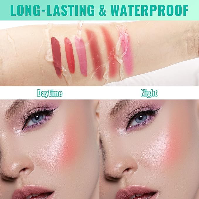 3Pcs Liquid Blush for Cheeks, Soft Moisturizing Matte Finish, Blendable, Long-Wearing Smudge-Proof Natural