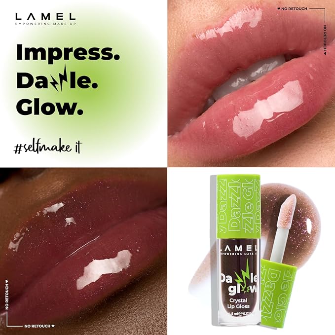Dazzle Glow Crystal Clear Lip Gloss - Hydrating, Non Sticky, High-Glossy Lip Gloss - 408 Cherry Cola