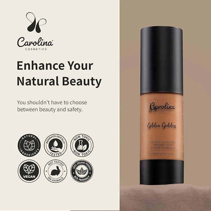 Foundation in Golden Goddess Shade Plant-Based - Hydrating, Pore-Minimizing & Buildable Coverage - Vegan, Non-GMO - 1fl oz