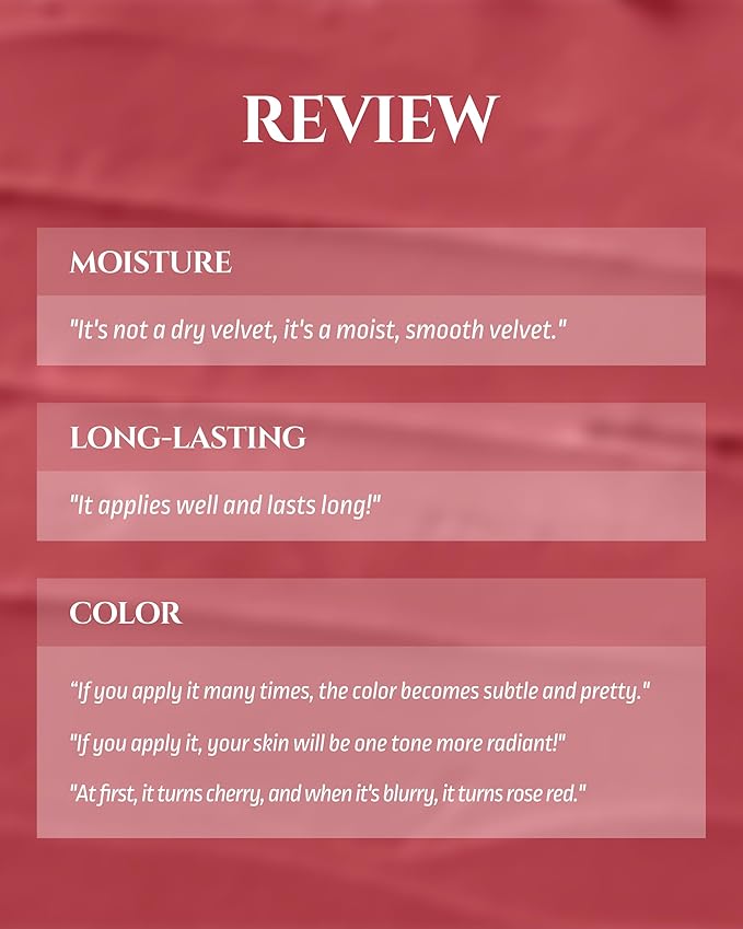 HEVVYMAKEUP Blurring Effect Lip Tint(Moody) - Airy Velvet Matte Lips - Vegan, Longwear, Vibrant, Buildable Creamy Soft Texture - Korean Lip Makeup, Dear Sorbet, 0.13 fl.oz.