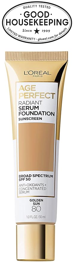 L'Oreal Paris Age Perfect Radiant Serum Foundation with SPF 50, Golden Sun, 1 Ounce