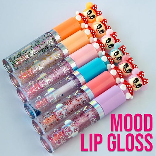 48 Bundle Mini Mouse Red Bow Magic Mood Color Changing Lip Gloss & Lip Stain Set of 6, Kid Friendly, Non-Toxic Long Lasting, Non-Sticky Gifts For Women, Girls, Teens Novelty Party