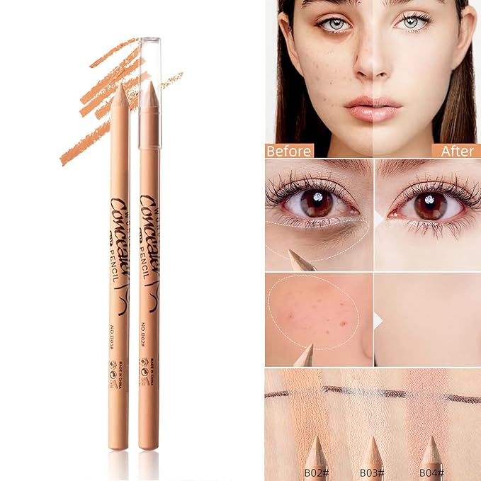 12 Pcs Wonder Concealer Pencil,3 Colors Face Concealer Pencil,Evens Out Skin Tone,Can Perfection Conceal Blemish,Dark Circle,Aging Spot,Acne,etc