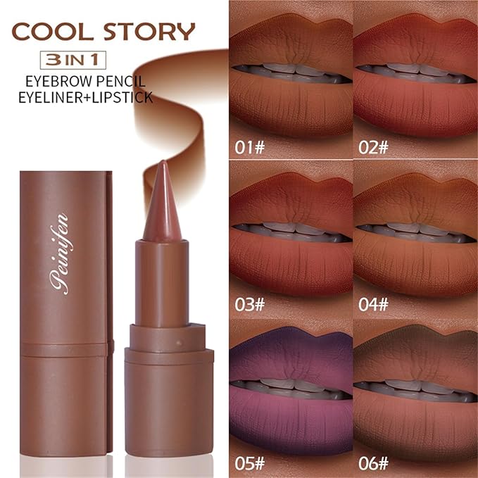 6 Colors 2 in 1 Gradient Lip Liner and Lipstick Lip Combo Set, Matte Nude Dark Brown Coffee Lip Liner Creamy Lip Pencil Crayon, High Pigmented Long lasting Lipstick Makeup Gifts for Women