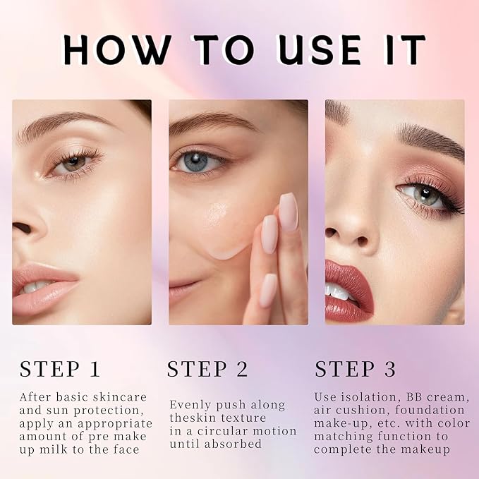 3 In 1 Primer for Face Before Makeup, Transparent Makeup Base Isolation Cream, One Step Moisturizing Face Primer, Blurs Imperfections Oil Control & Evens Skin Tone