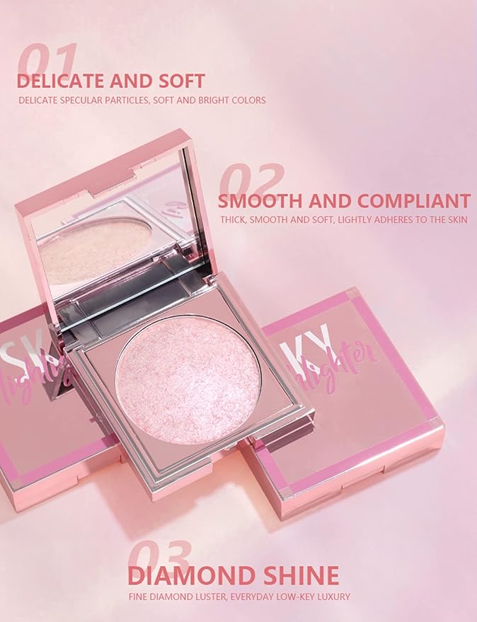 MAEPEOR Face Highlighter Palette 8 Colors Shimmer Glitter Pearl Highlighter Powder Sparkly Diamond Highlighting Palette for Face Cheek (08 Purple)