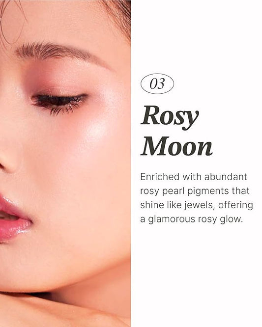 Glint Stick Highlighter (Rosy Moon, 0.24oz) - Multi-Use Illuminator Stick, Buildable & Blendable for Long-Lasting Natural Glow. Korean Makeup. Eyes, Cheeks, Nose, Lips.