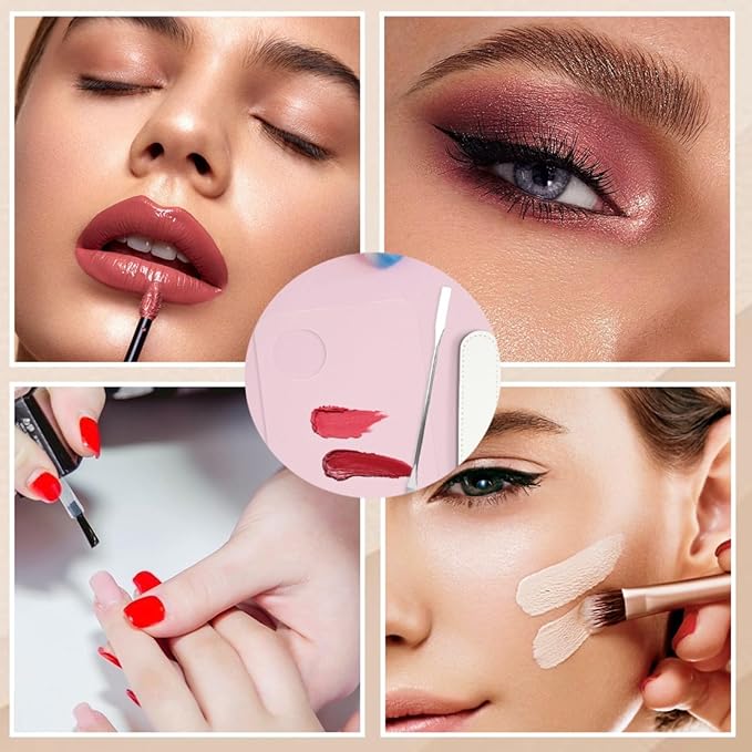 2 Pcs Acrylic Cosmetic Makeup Palette with 2 Spatula,Foundation Palette,Makeup Mixing Palette for Foundation Eye Shadow Lipsticks Nail Art