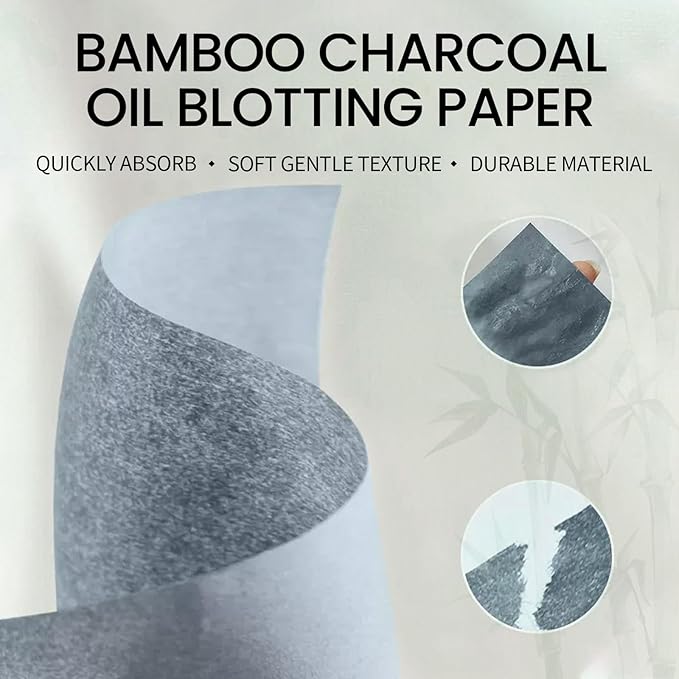 Erinde Oil Blotting Sheets for Face with Mirror and Puff, 200 Sheets Oil Blotting Paper for Oily Skin, Face Oil Absorbing Sheets, Natural Oil Control Film, Absorb Excess Oil, Bamboo Charcoal