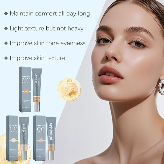 Primal Skin CC Cream for Women, Lightweight Moisturize Cc Cream, Liquid Foundation Makeup 1.8 Fl Oz/30ml (Medium-1PCS)