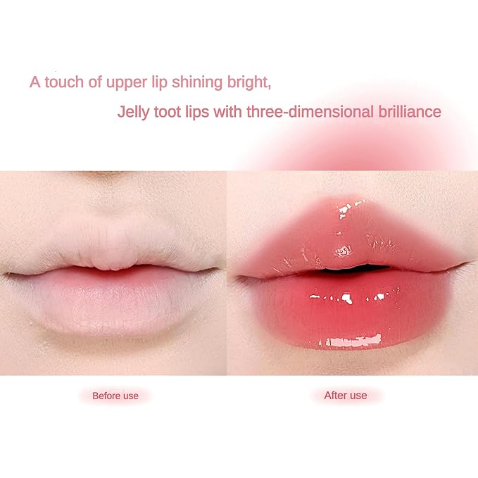 Novo Glassy Lip Stain - Hydrating Non-Sticky Shine, Long-Lasting, Moisturizing Formula for a Natural Look, Keeps Lips Vibrant & Soft All Day, Available in 02# Strawberry Iced Tea & 716# Apricot Orange