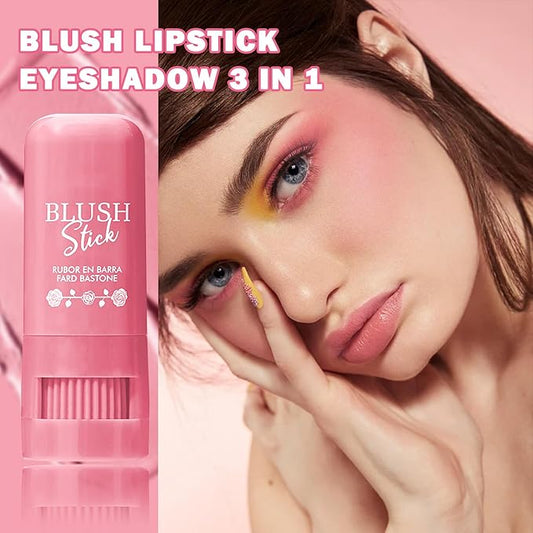 Cream Blush Stick Multi-Use Makeup Blush Stick for Lip and Cheeks Tint Solid Moisturizer Waterproof Cream Blush Natural Face Blush Makeup for All Skin Tones-03 Light Pink