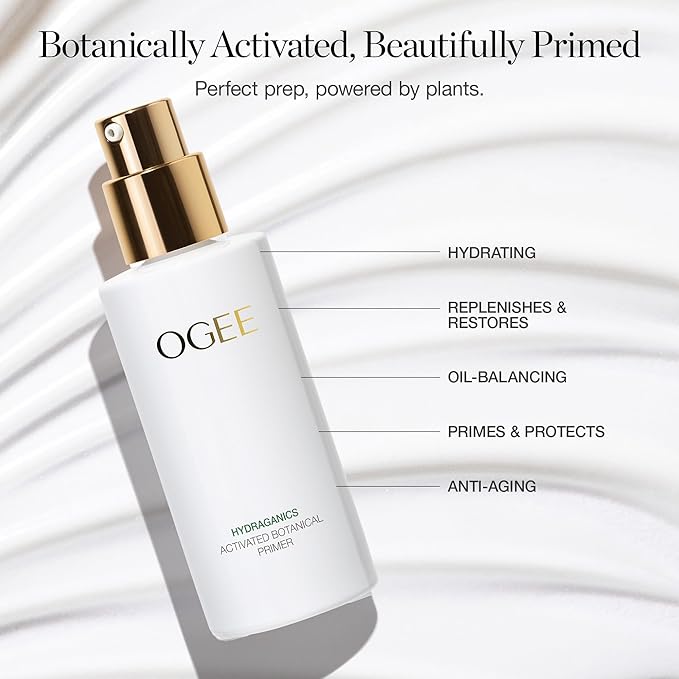 Ogee Makeup Primer - Activated Botanical Face Primer for Oily Skin & All Skin Types - Hydrating Primer with Jojoba Oil & Hyaluronic Acid - 73% Organic Ingredients & Made in USA