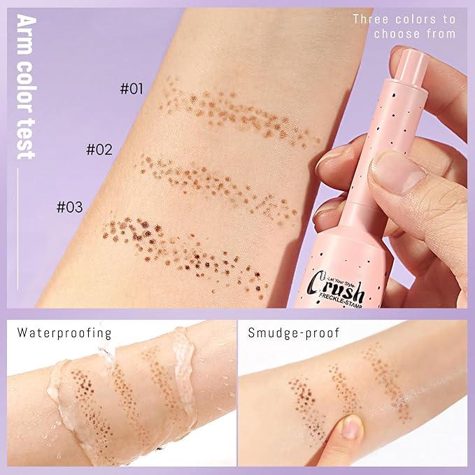 Freckle Stamp Pen, Magic Fake Freckles Tattoo Marker Waterproof Long Lasting Liquid Faux Freckle Stain for Natural Sunkissed Makeup for Women Girl 02 Brown